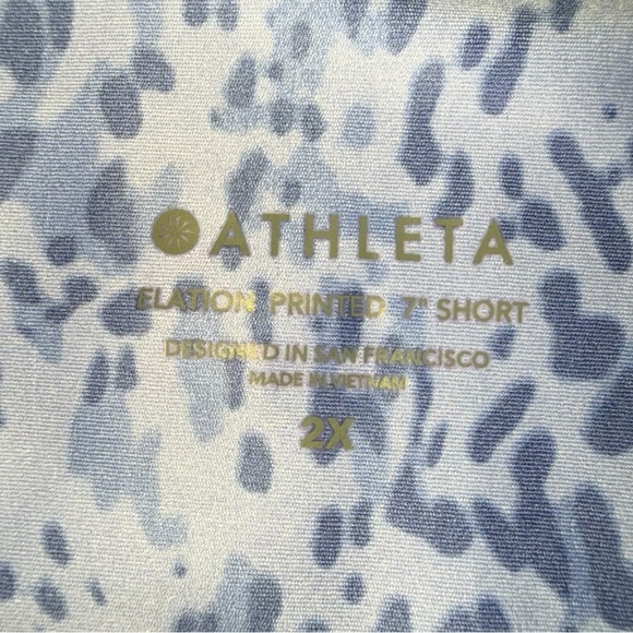 ATHLETA Elation 7” Printed Biker Short Liquid Petals Periwinkle Purple - 2X - Picture 4 of 12